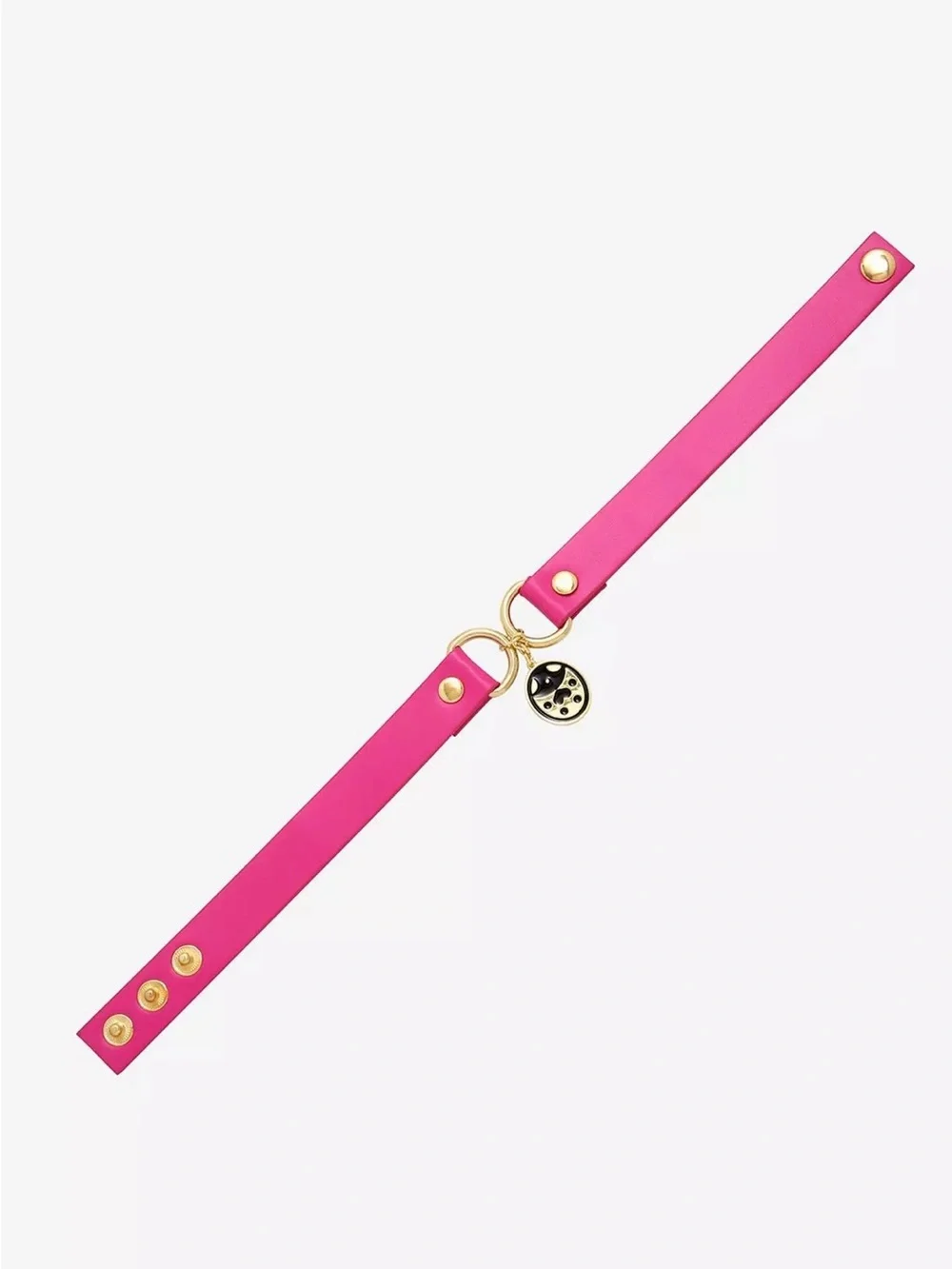 JoJo’s Pink Faux-Leather Choker Necklace with Gold Giorno Charm